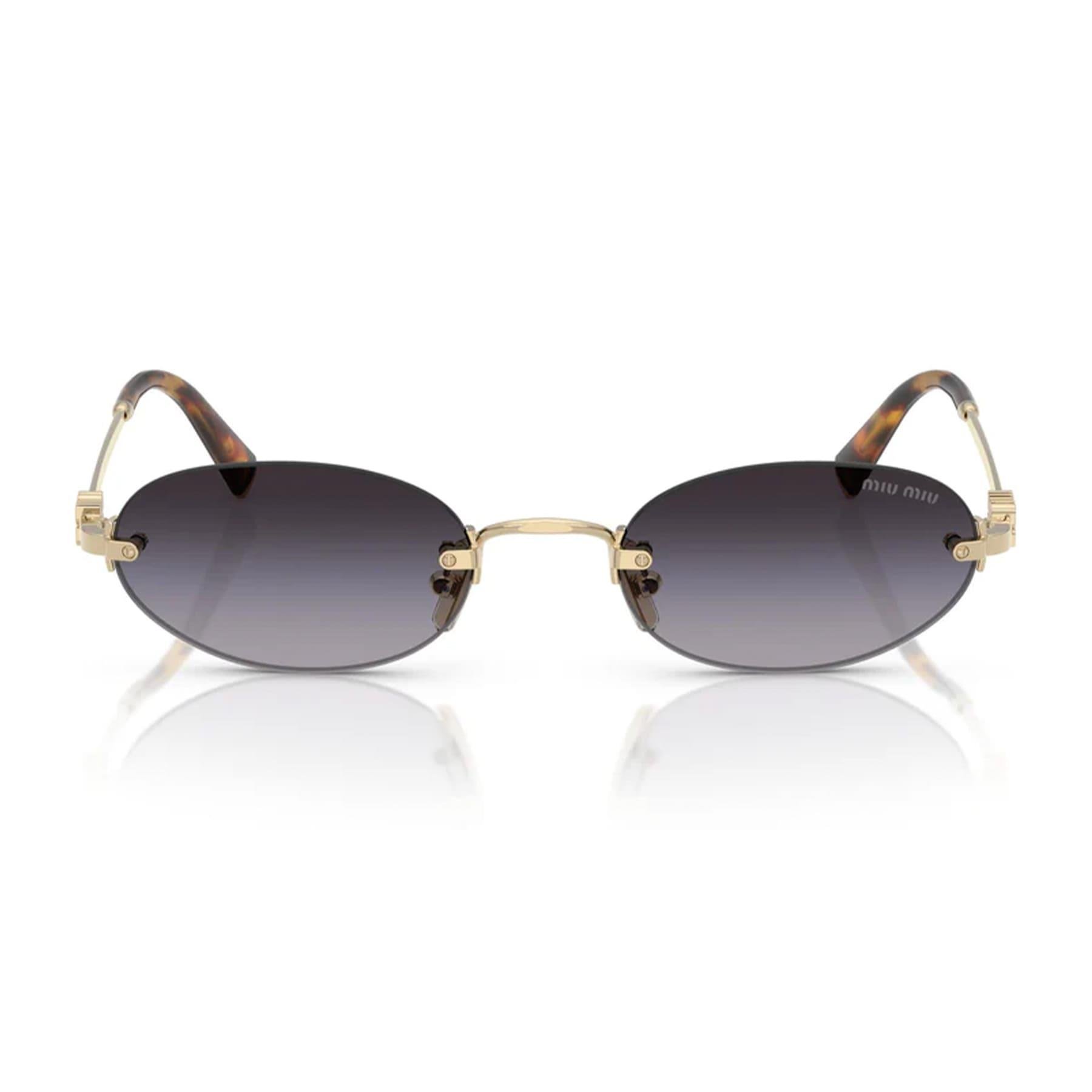Miu Miu MU A54S Oval Gold Kadın Güneş Gözlüğü | Brandeyes